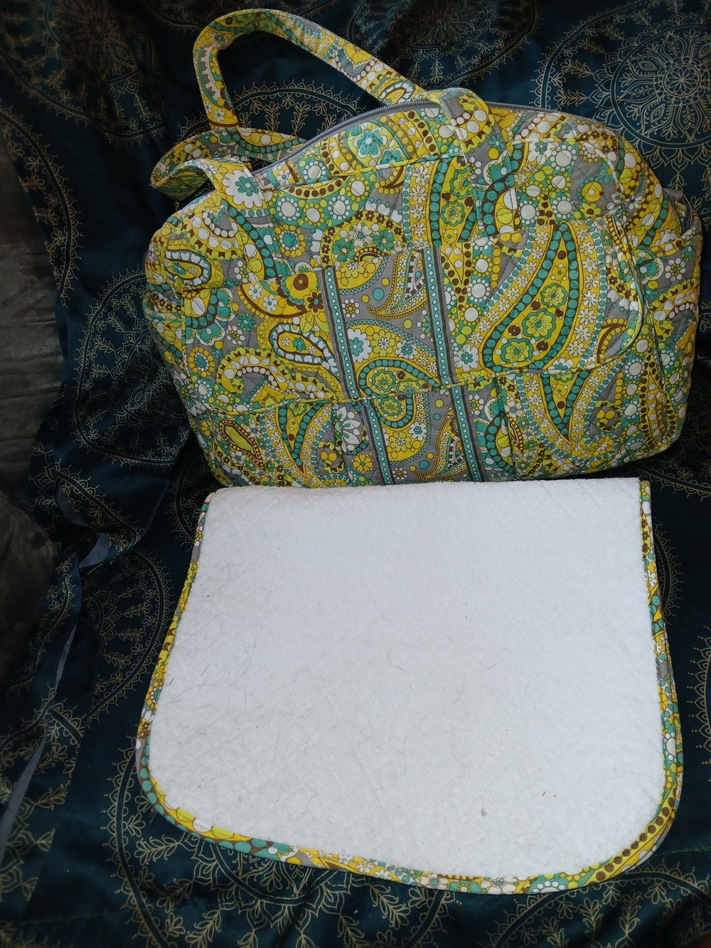 Vera Bradley Quilted Paisley Diaper Bag With Changing Pad